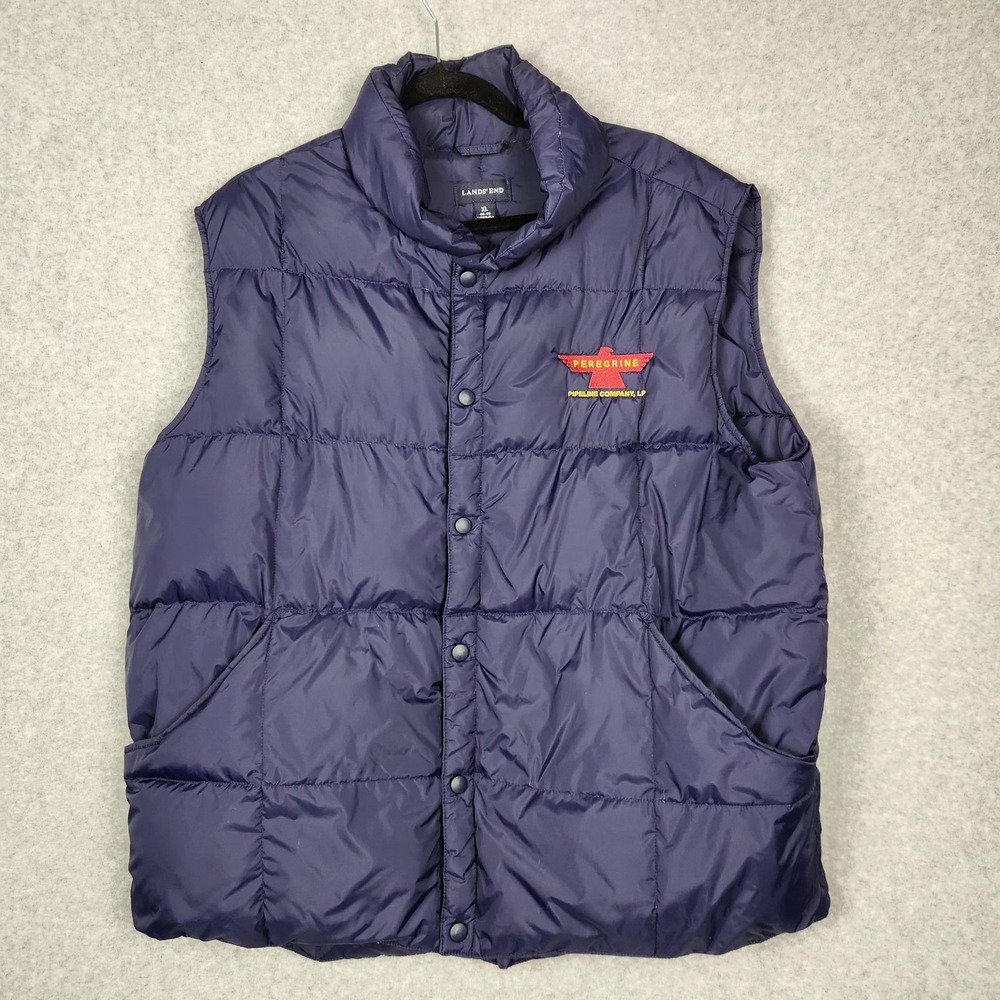 Lands End Puffer Vest Mens XL Navy‎ Blue Peregrine Pipeline Goose Down Insulated